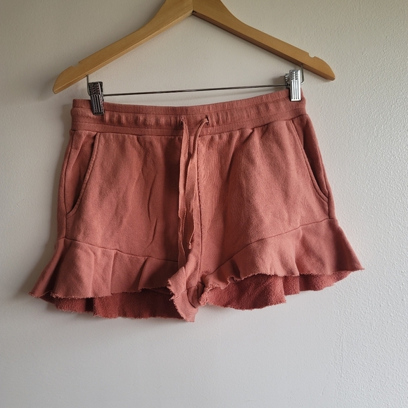 Nation LTD, Aviva Ruffle Drawstring Gym Shorts, in Sedona,  Size Medium - Picture 5 of 9